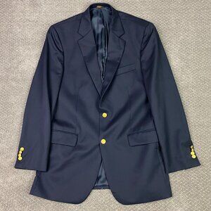 Brooks Brothers 346 Blazer Sport Coat Men's 40L Navy Blue Wool Gold Buttons
